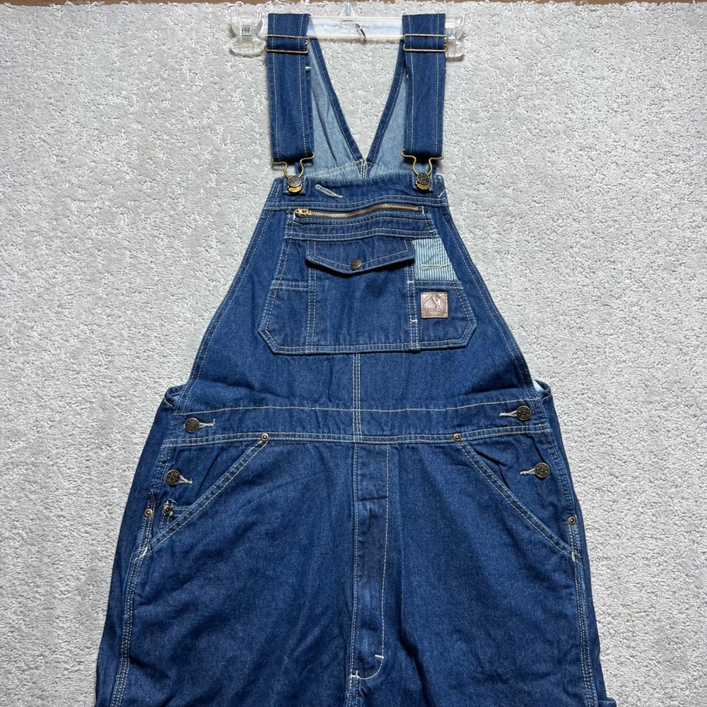 Berne Denim Overalls Mens 38x32 Rugged Unlined Bib Blue Dark Wash Workwear NWT